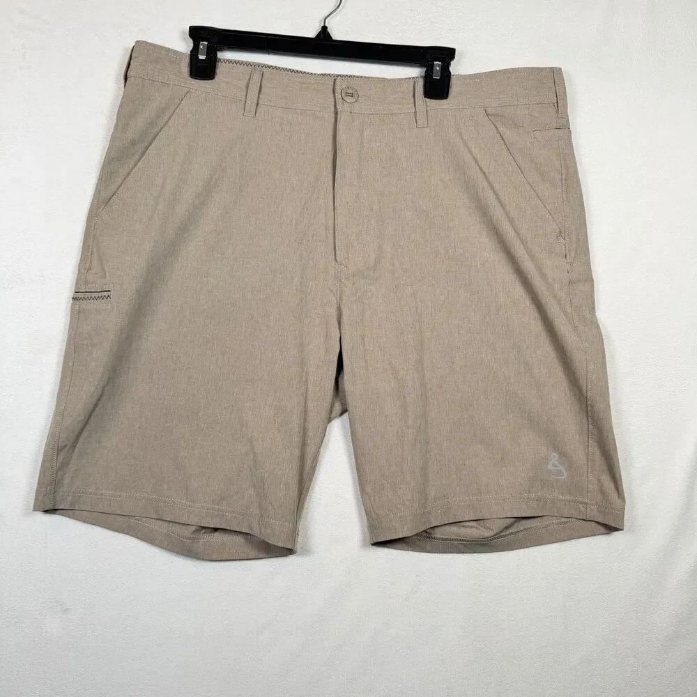 Hook & Tackle Hi Tide Shorts Mens 38 Tan Fishing Hybrid Performance Stretch